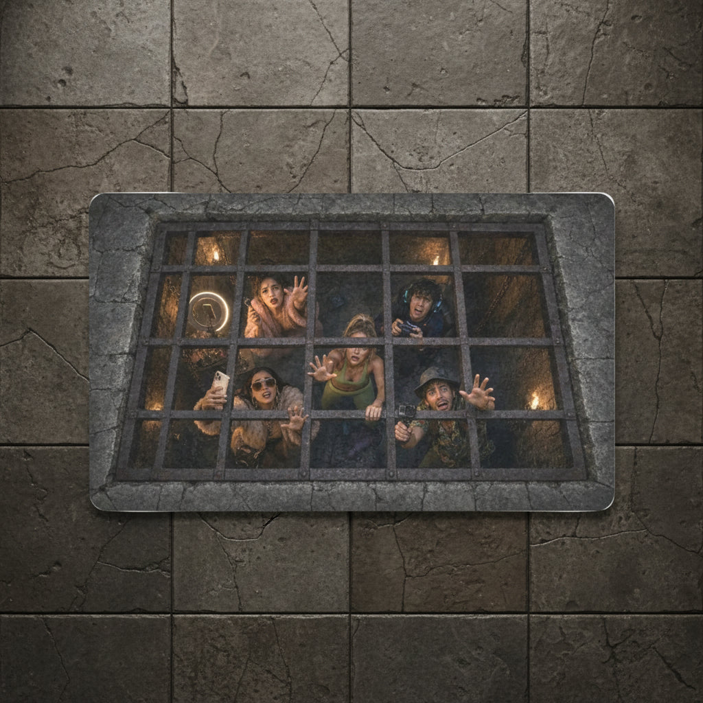 Trapped souls reaching through an iron dungeon grate on doormats, product view 2