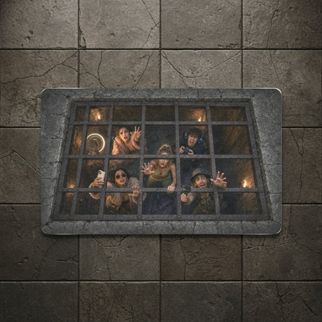 Trapped souls reaching through an iron dungeon grate on doormats, product view 2