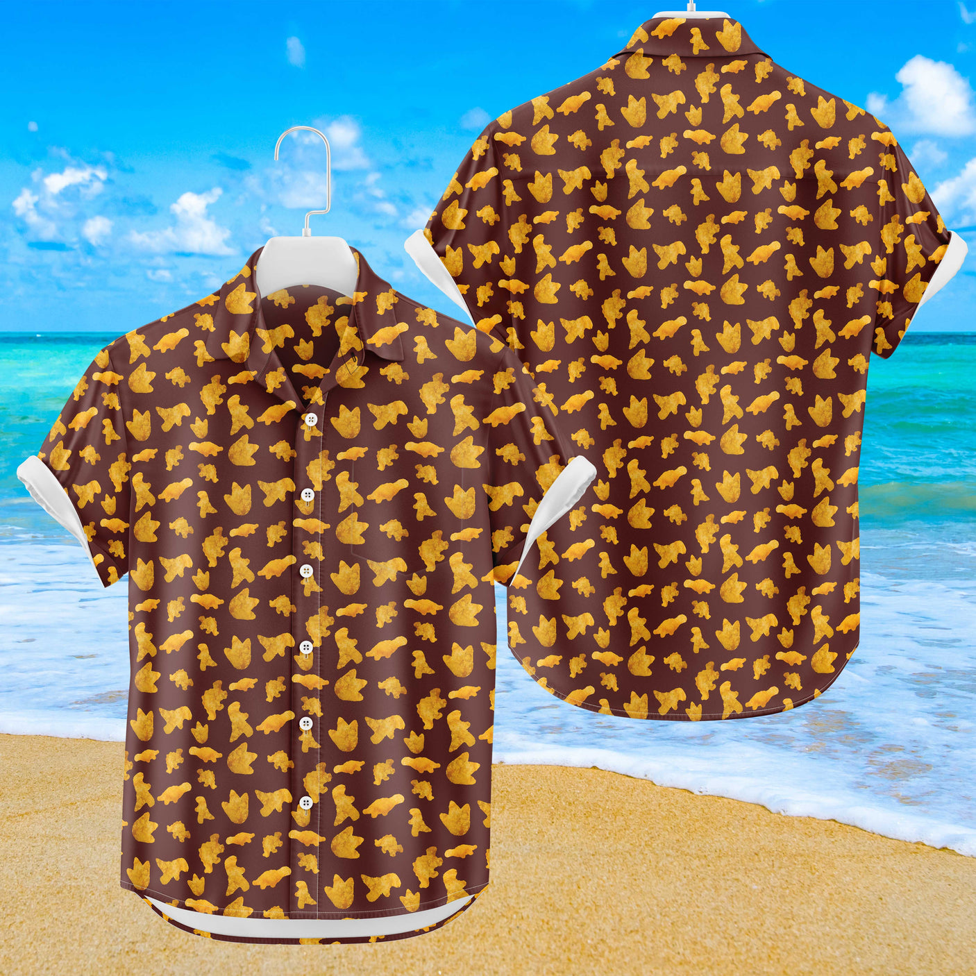 Dinosaurier Chicken Nuggets Hawaiihemd | Button Up Down Hemd