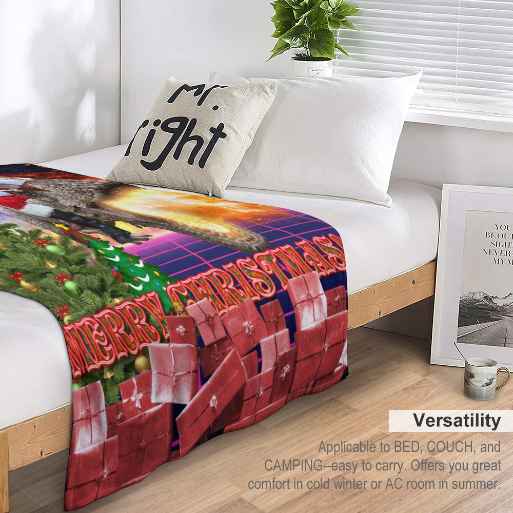 Santa Dinosaur Christmas Throw Blanket