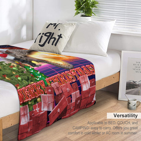 Santa Dinosaur Christmas Throw Blanket – Holiday Gift
