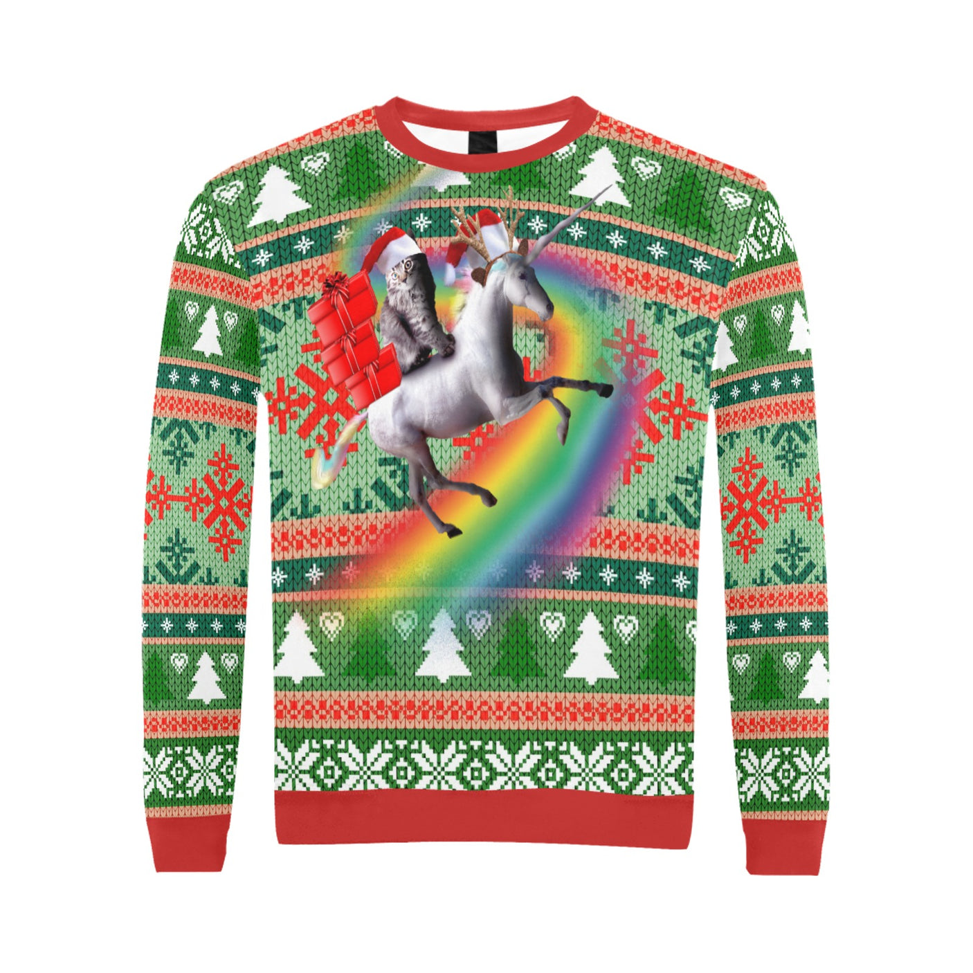 Cat Riding Unicorn Ugly Christmas Sweater