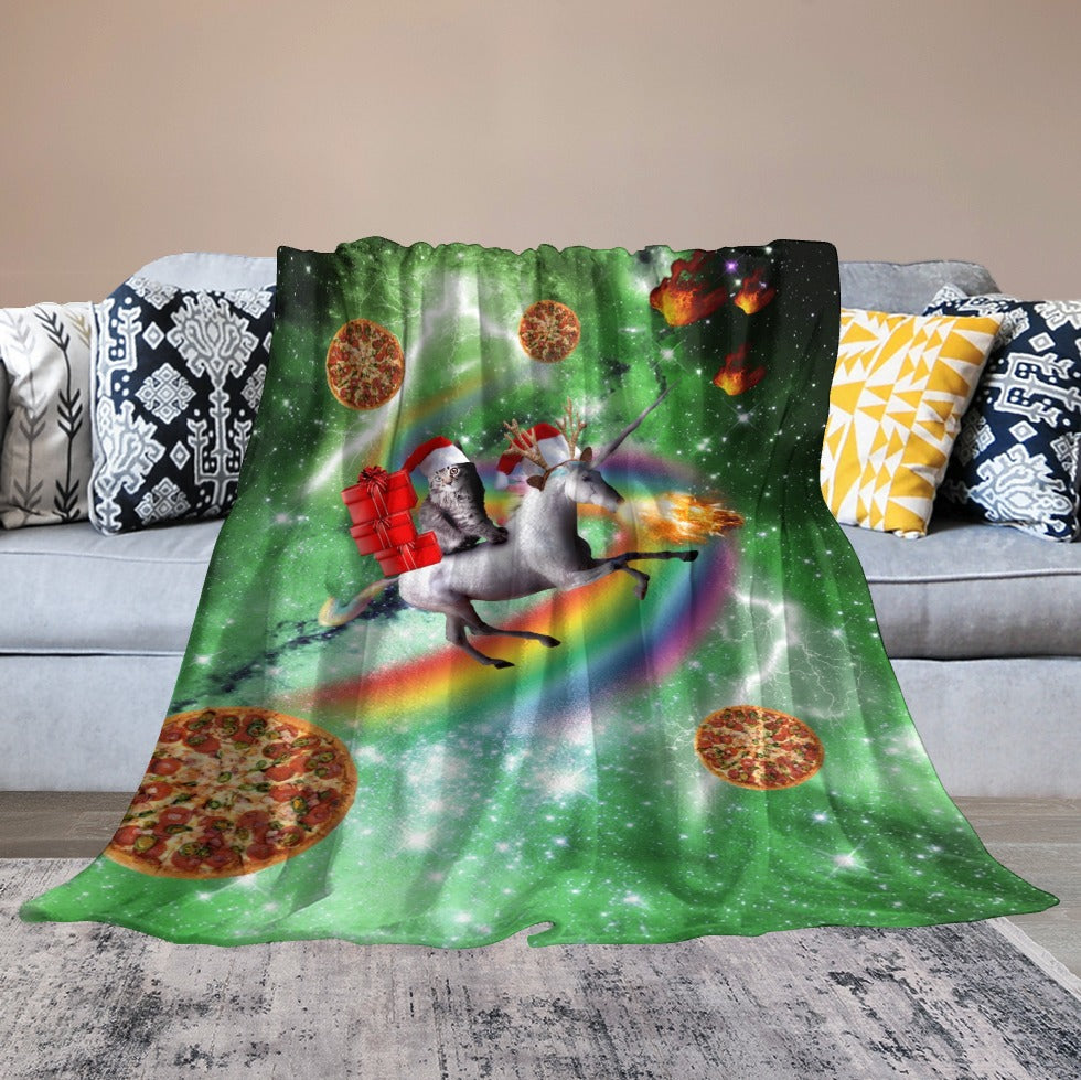 Christmas Cat Unicorn Throw Blanket