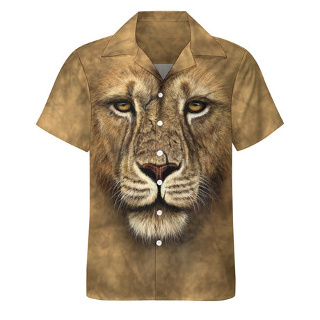 Lion Face Hawaiian Shirt | Button Up Down Shirt