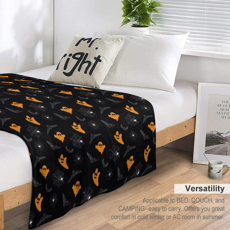 Bat & Ghost Halloween Throw Blanket – Spooky Decor