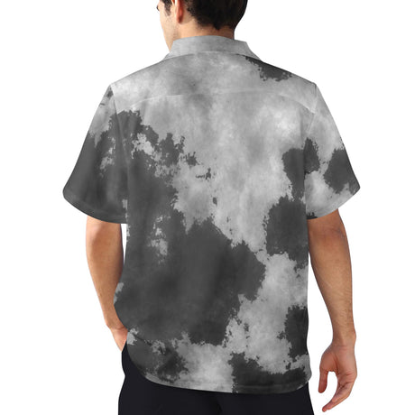 Black and White Tie Dye Hawaiian Shirt