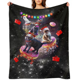 Space Cat Christmas Throw Blanket