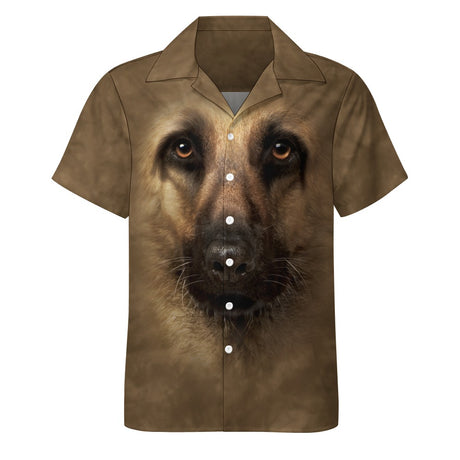 German Shepherd Face Hawaiian Shirt | Button Up Down Shirt