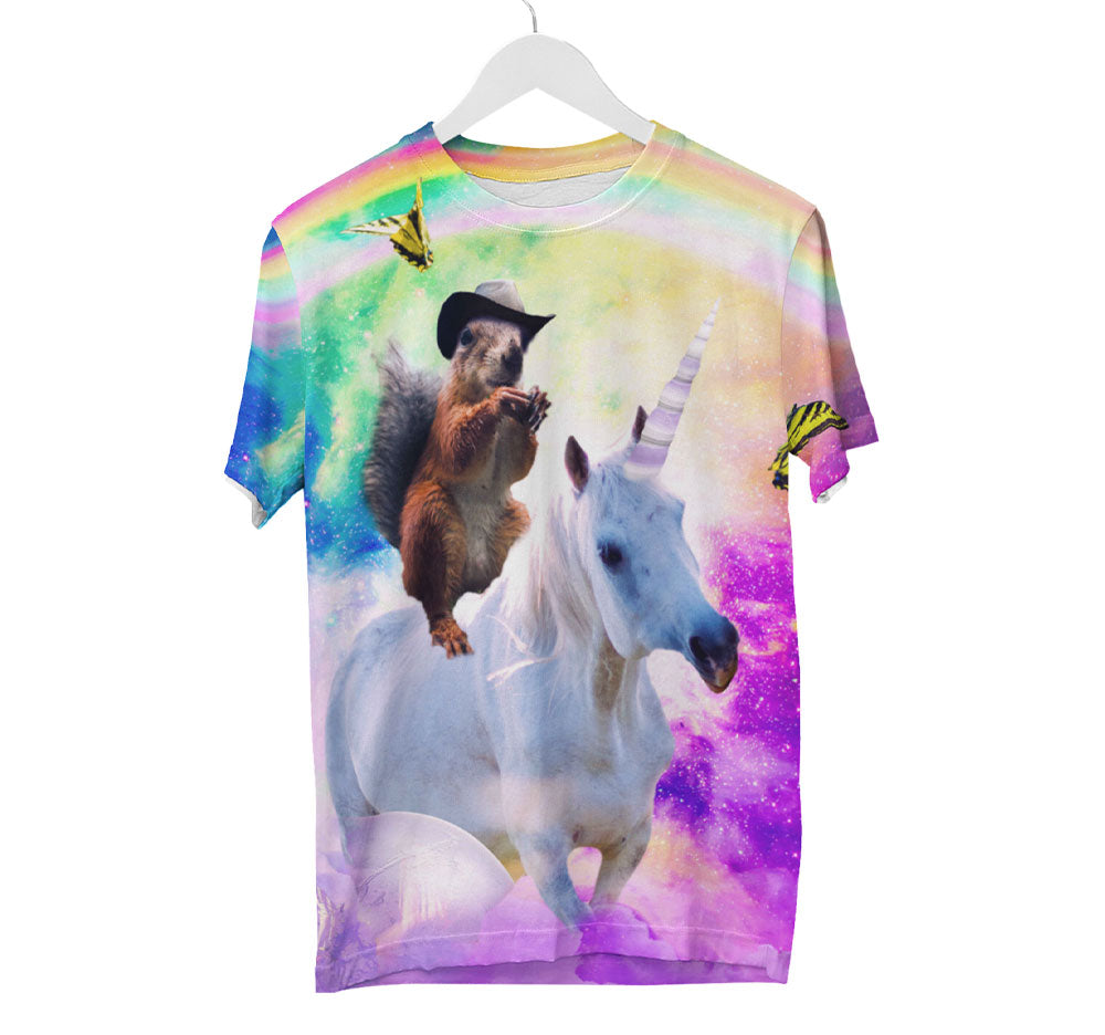 Squirrel Riding Unicorn Shirt | AOP 3D Tee Shirts