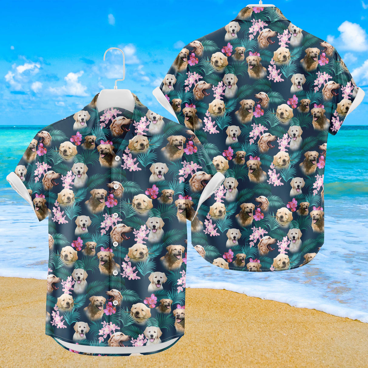 Golden Retriever Hawaiian Shirt | Dog  Button Up Down Shirt