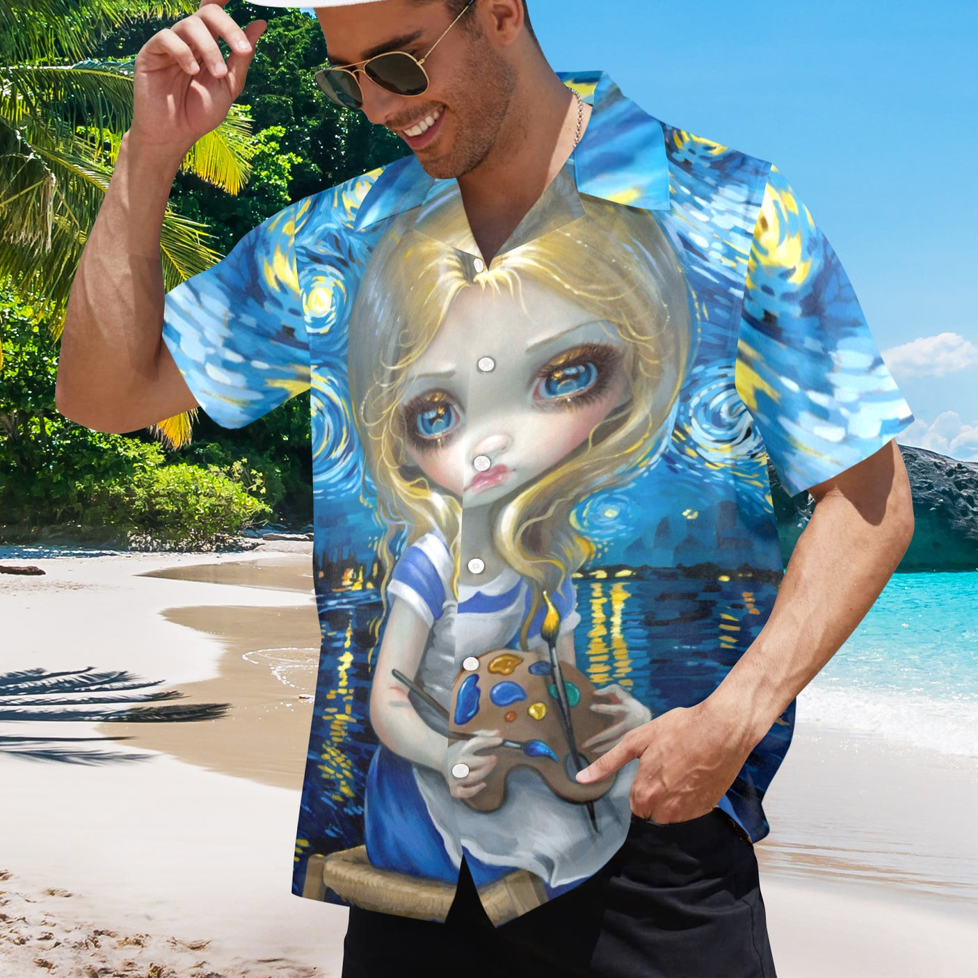 Jasmine Becket-Griffith 'Alice in a Van Gogh' Hawaiian Shirt