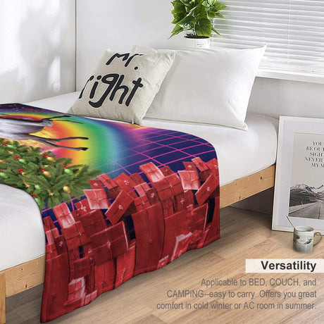 Christmas Cat Unicorn Throw Blanket