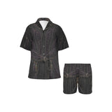 Women's black witch costume pajamas with short-sleeve top and matching shorts