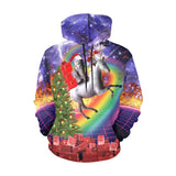 Cat Riding Unicorn Ugly Christmas Sweater Hoodie