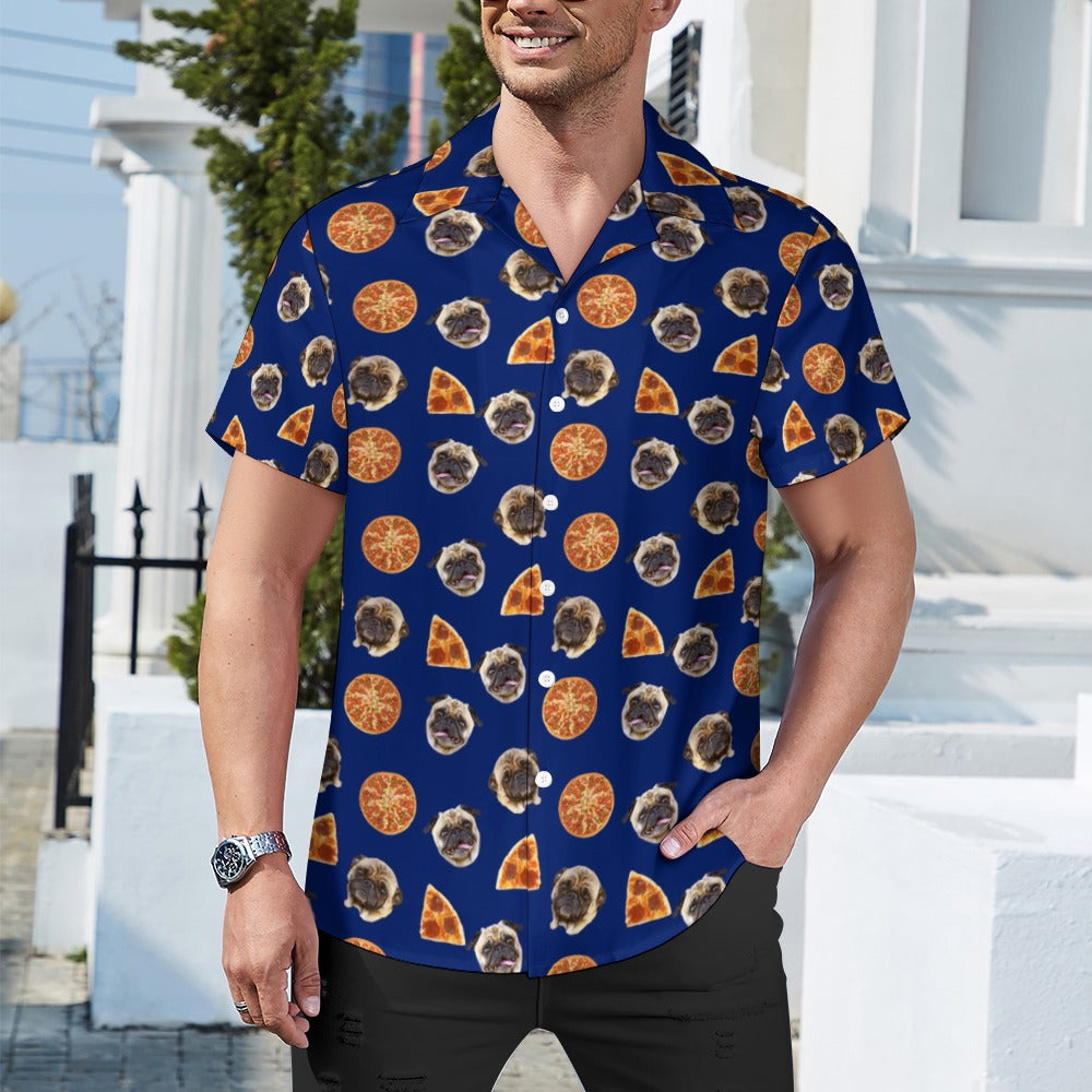 pizza button up shirt
