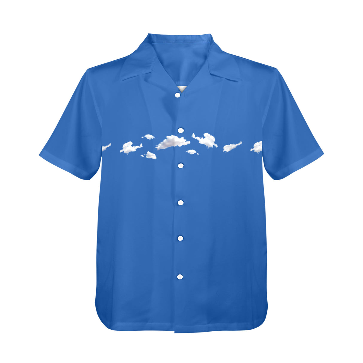 Cloud Print Hawaiian Shirt - Light Airy Vacation Button-Up