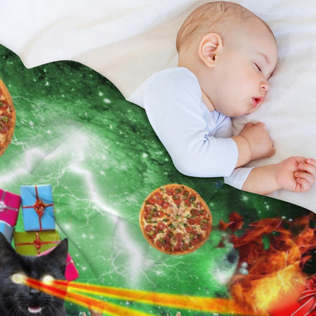 Cat Dinosaur Christmas Throw Blanket