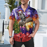 Christmas Cat Dinosaur Hawaiian Shirt | Button Up Down Shirt