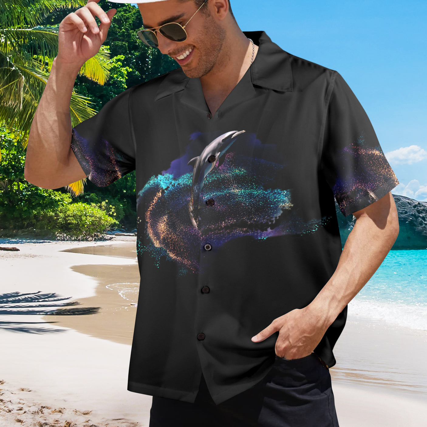 Dolphin Hawaiian Shirt | Button Up Down Shirt