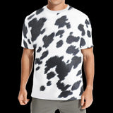 Bold black and white cowhide pattern on men's t-shirts, product view 4