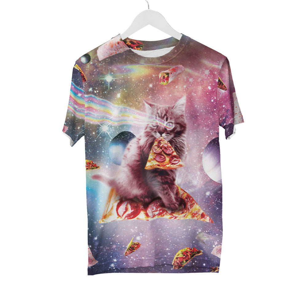 Space Cat Pizza Shirt | AOP 3D T-Shirts