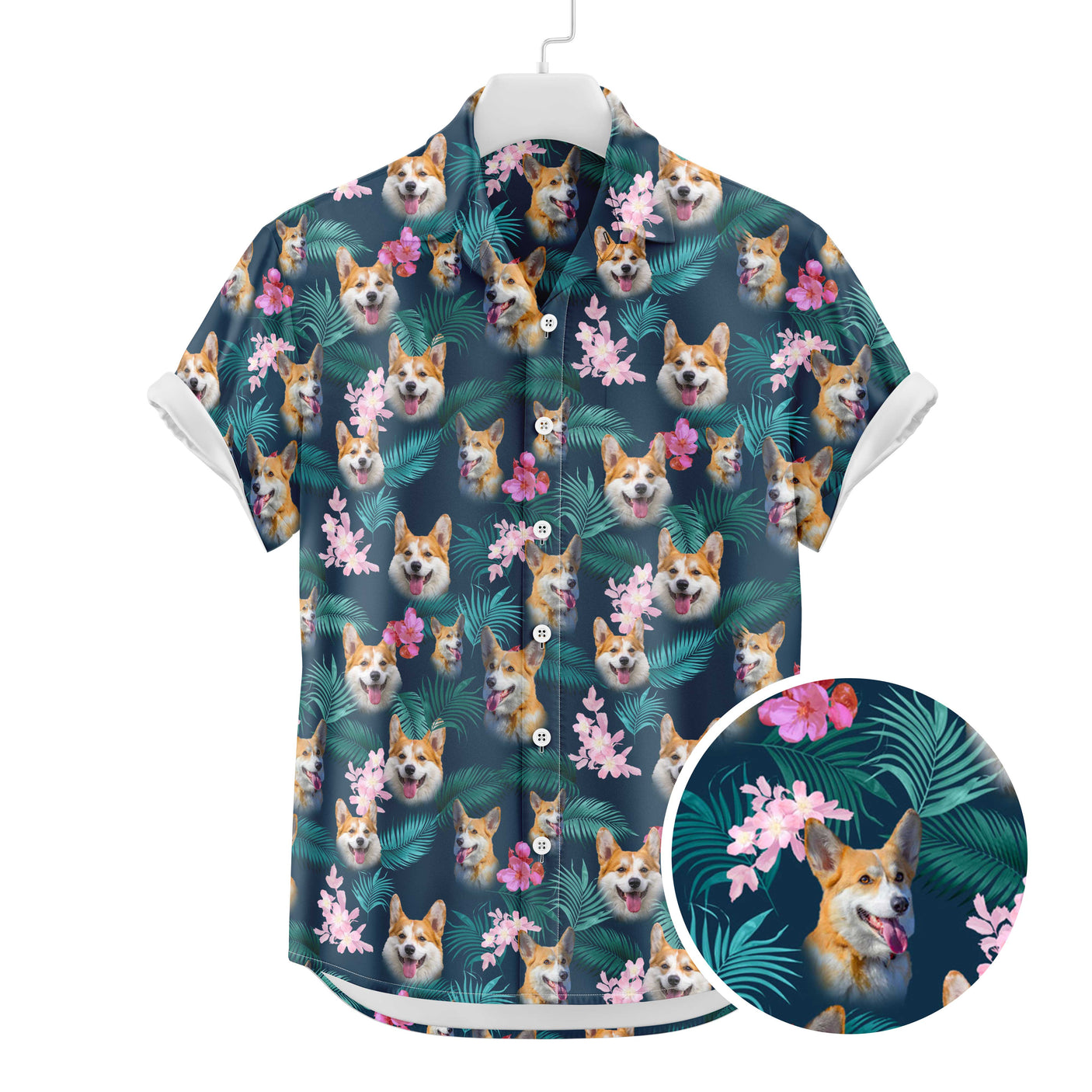 Corgi Hawaiian Shirt | Dog  Button Up Down Shirt