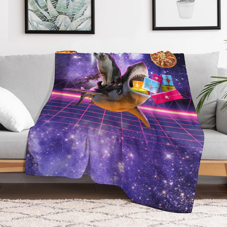 Christmas Cat Shark Throw Blanket