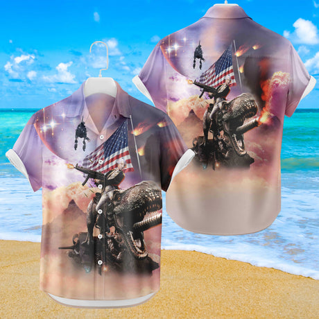 George Washington reitet Dinosaurier Hawaiihemd | Button Up Down Hemd