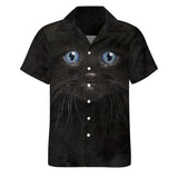 Black Kitten Face Hawaiian Shirt | Button Up Down Shirt