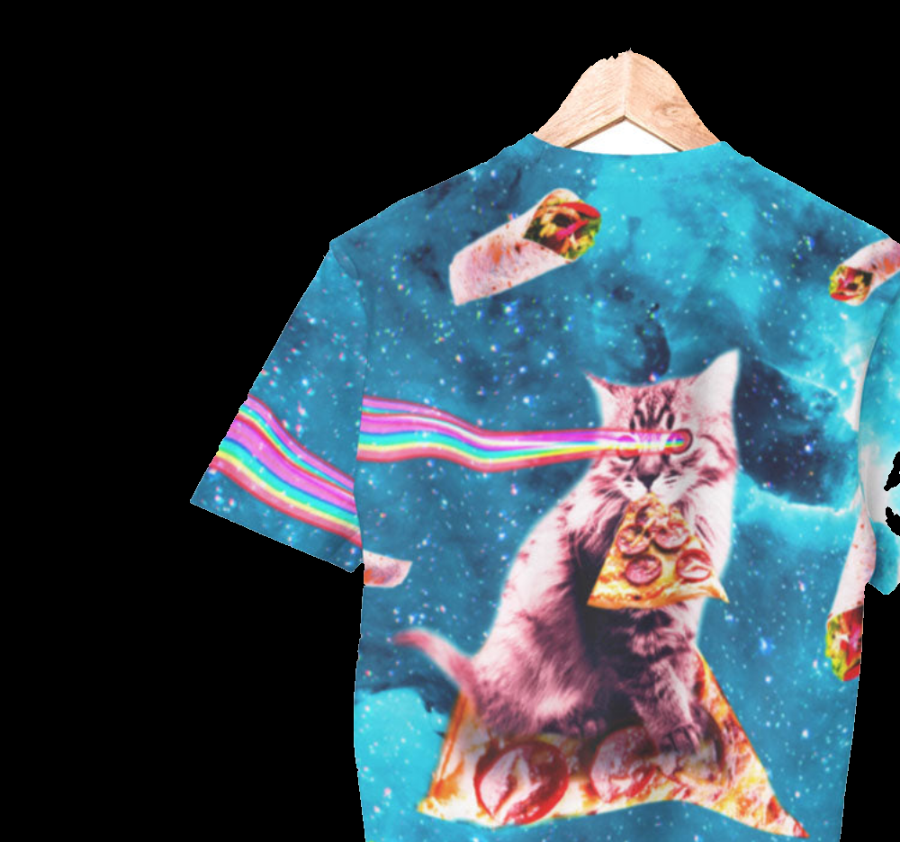 Pizza Laser Cat T-Shirt - Funny Space Cat Graphic Tee