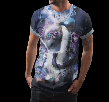 Cat Mad Scientist Shirt | AOP 3D Tee Shirts - Random Galaxy Official