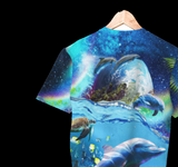Space Dolphin Graphic T-Shirt - Retro Ocean Tee