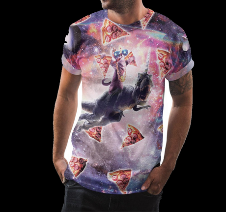 Pizza Cat Riding Dinosaur Shirt - Random Galaxy Official