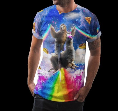 Rainbow Sloth Llama in Space Shirt - Random Galaxy Official
