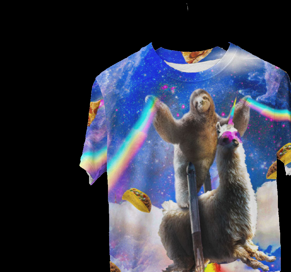 Rainbow Sloth Llama T-Shirt - Funny Space Animal Tee