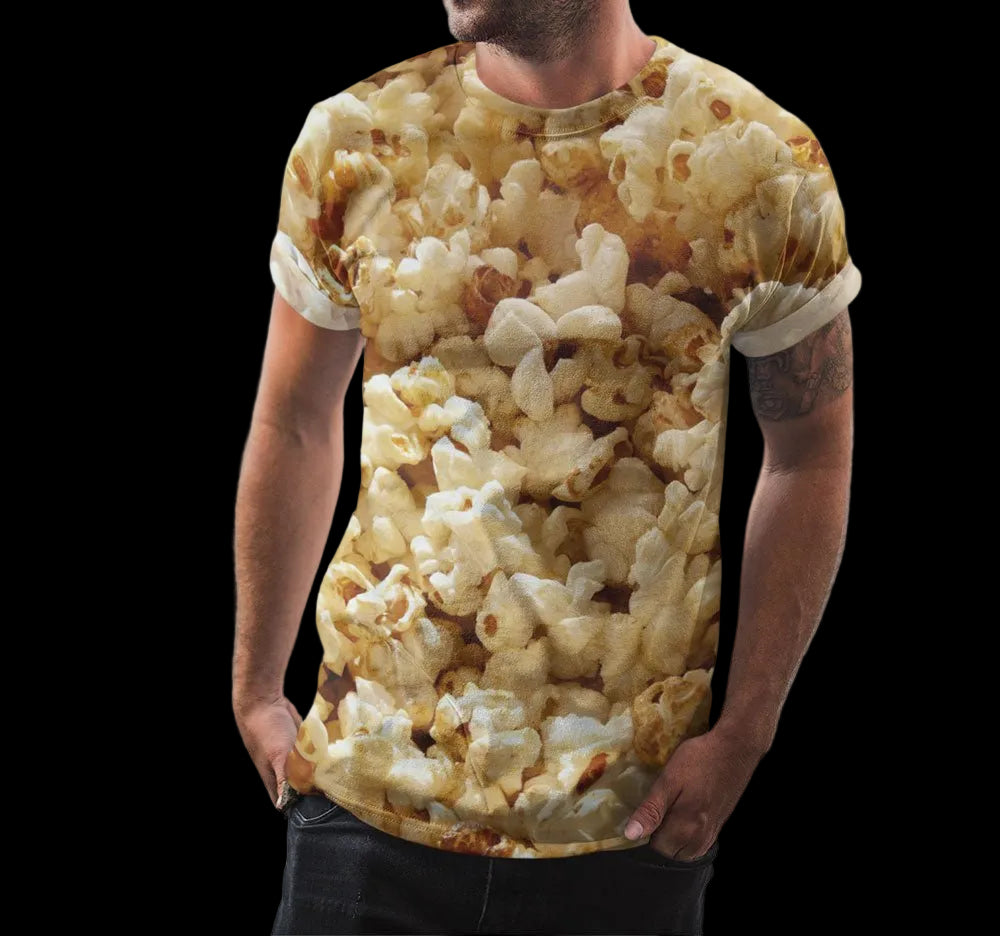 Popcorn Graphic T-Shirt - Funny Movie Night Tee