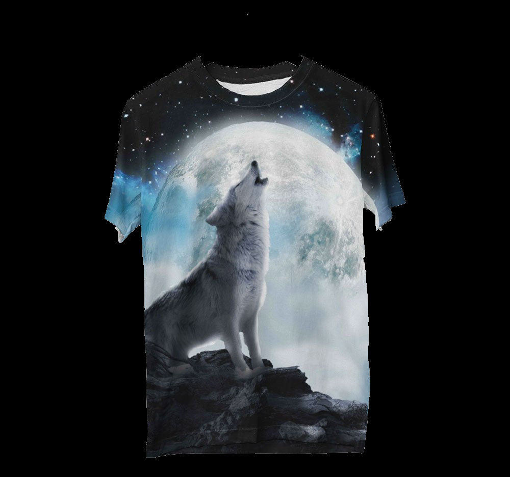 Wolf Howling at Moon T-Shirt - 3 Wolf Moon Graphic Tee