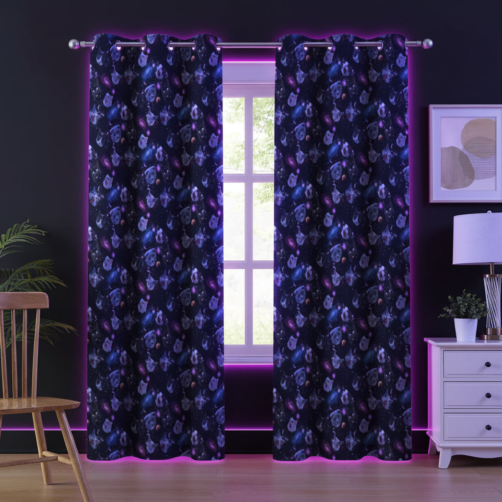 Space Guinea Pig Curtains – Galaxy Grommet Set, 52 x 84 in