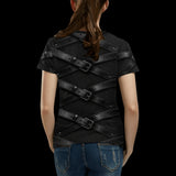 Belt Straps on Black Gothic Costume Shirt for Women