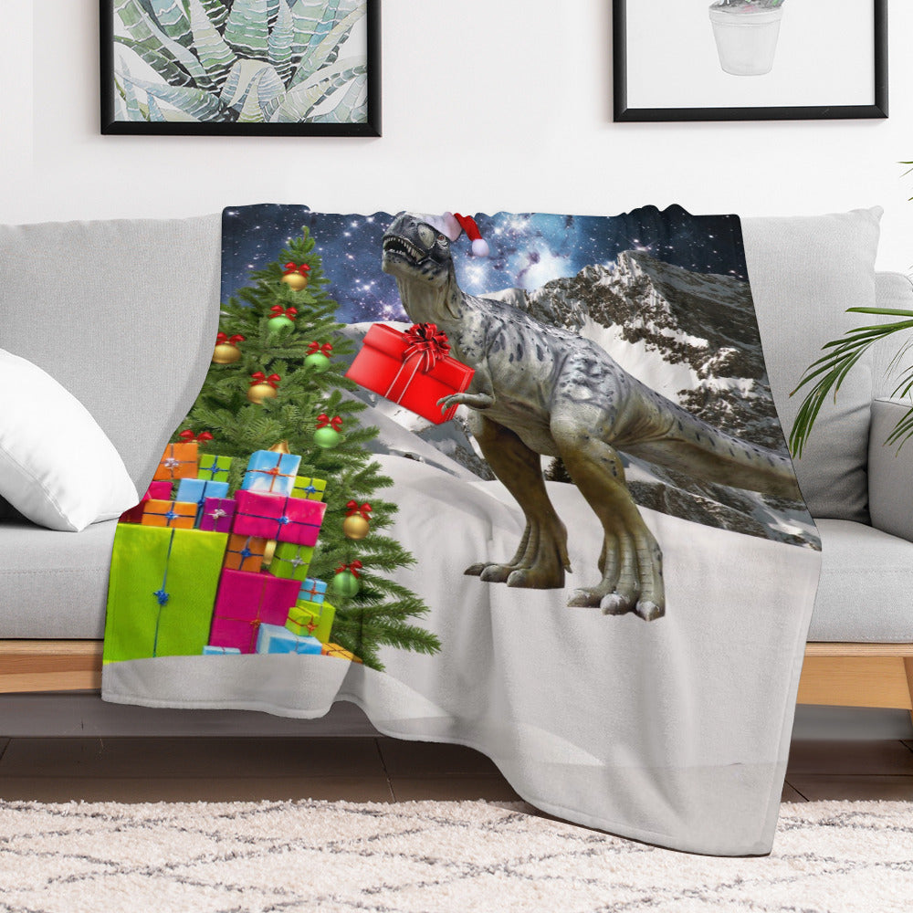 Dinosaur Santa Christmas Throw Blanket