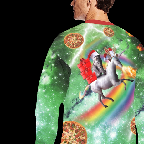 Cat Riding Unicorn Ugly Christmas Sweater