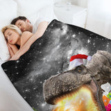 Dinosaur Santa Christmas Throw Blanket