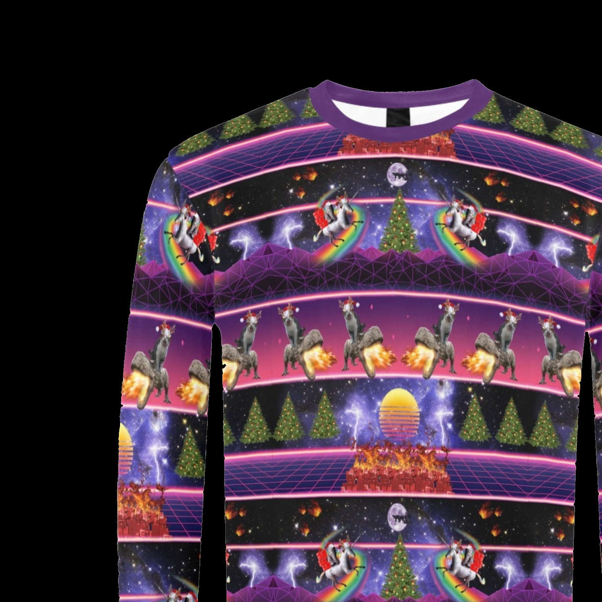 Cat Unicorn Dinosaur Ugly Christmas Sweater back product view