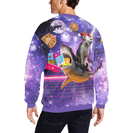 Cat Riding Shark Ugly Christmas Sweater