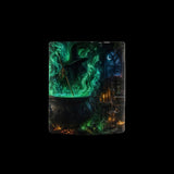 Glowing witch's cauldron and green smoke in a haunted workshop on color-changing mugs, product view 3
