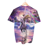 Cat Riding Unicorn Beach Shirt | AOP 3D Tee Shirts