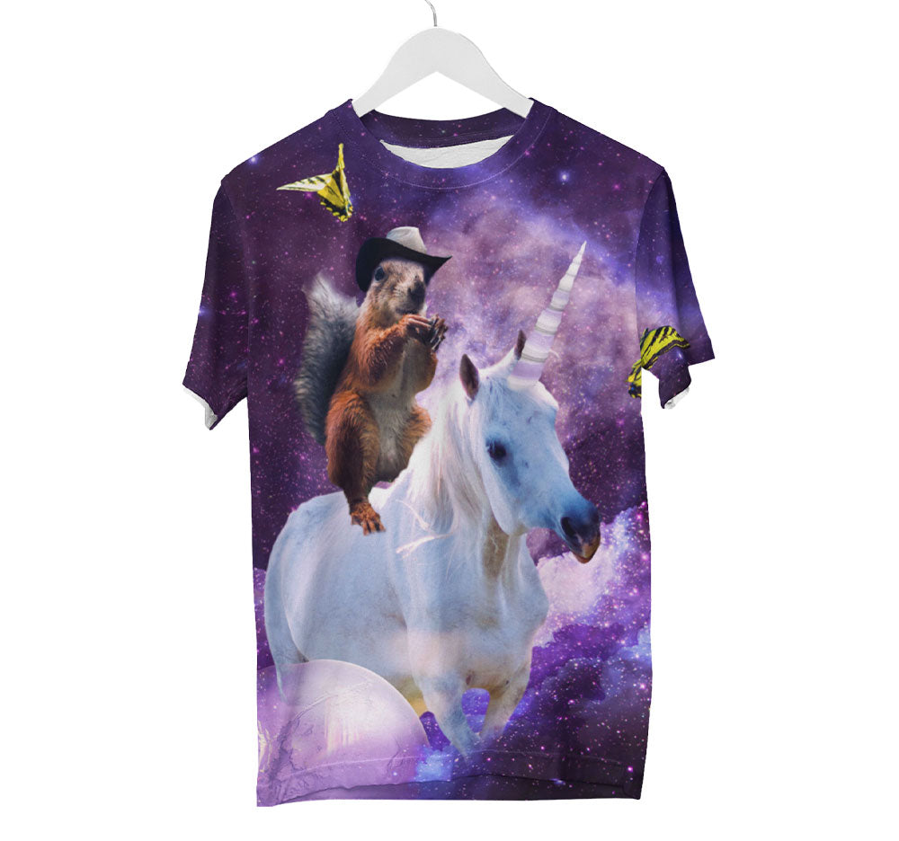 Squirrel Riding Unicorn Shirt | AOP 3D Tee Shirts