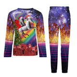 Christmas Cat Riding Unicorn Pajamas