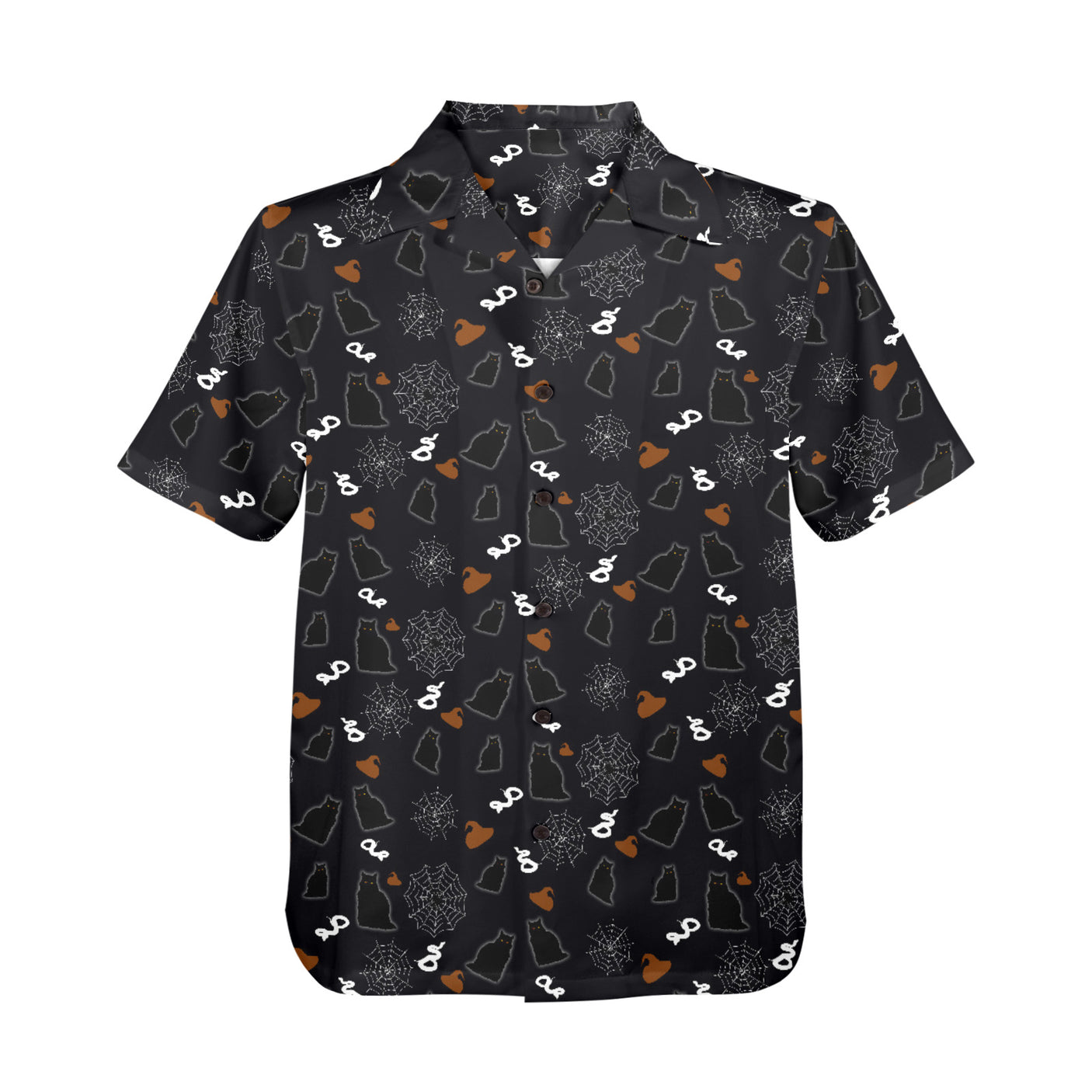 Black Cat Halloween Hawaiian Shirt | Button Up Down Shirt
