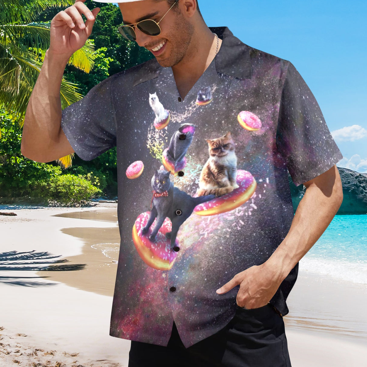 Space Cat Donut Hawaiian Shirt